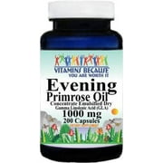 Evening Primrose Oil Concentrate 1000mg Supplement GLA 90mg Gamma Linolenic Acid 200 Caps by Vitamins Because