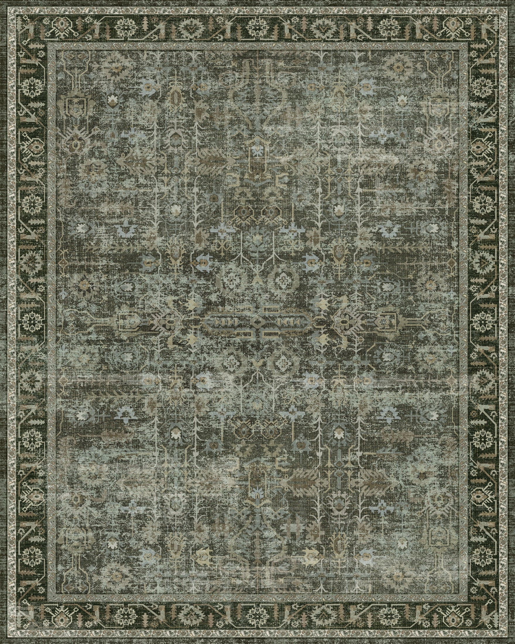 WIPONKEN 9x12 Area Rugs for Living Room Bedroom Dining Room Office Farmhouse, Machine Washable Non Slip Vintange Persia Rug