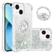 thumbnail image 1 of Funda para iPhone 15 con Brillo Líquido Flotante, Purpurina, Parachoques y Anillo Giratorio Soporte, 1 of 5