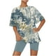 thumbnail image 1 of Conjunto de Pijama de las Mujeres de Manga Corta Sólida de Lechuga Y Pantalones Cortos de 2 Piezas de Poliéster, Pijama Suelto Casual para el Verano, 1 of 6