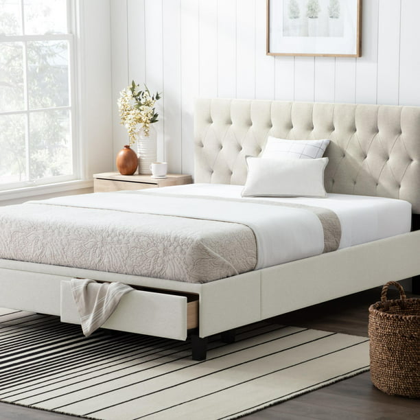 Rest Haven Nampa Upholstered Bed With, Cream Upholstered King Bed Frame