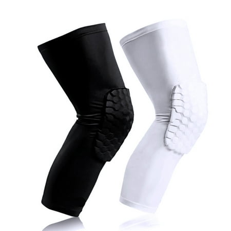 Sports Knee Pad-Honeycomb Knee Pad-RUNACC Honeycomb Knee Pad Anti-slip Basketball Leg Long Sleeve Ergonomic Knee Protector, Suitable for Right and Left Leg, White,
