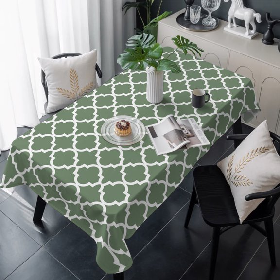 Sage Green Morocco Table Cloth Waterproof Tablecloths, Minimalist Boho Ethnic Abstract Motif Tablecloth Dining Table Cover for Kitchen Party Tabletop Outdoor, Rectangle Tablecloth 60x120 Inch