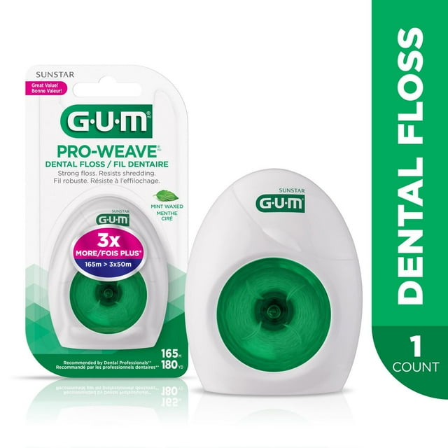 GUM® PRO-Weave® Waxed Dental String Floss, Mint