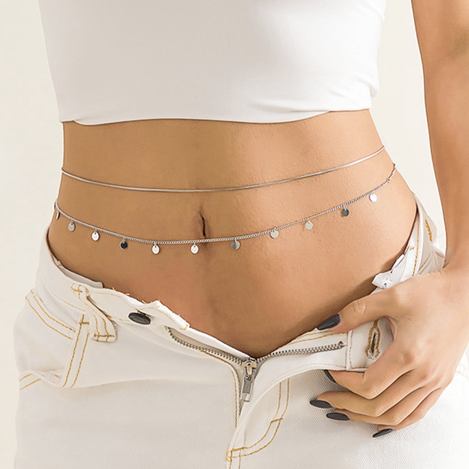 7246 Multilayer Waist Chain Belts For Women, Adjustable Metal Body Belly Linawe Multilayer Chain Belt for Women Girls Metal Belt  main image 2