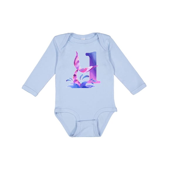 Inktastic 1st Birthday Mermaid Tail Boys or Girls Long Sleeve Baby Bodysuit