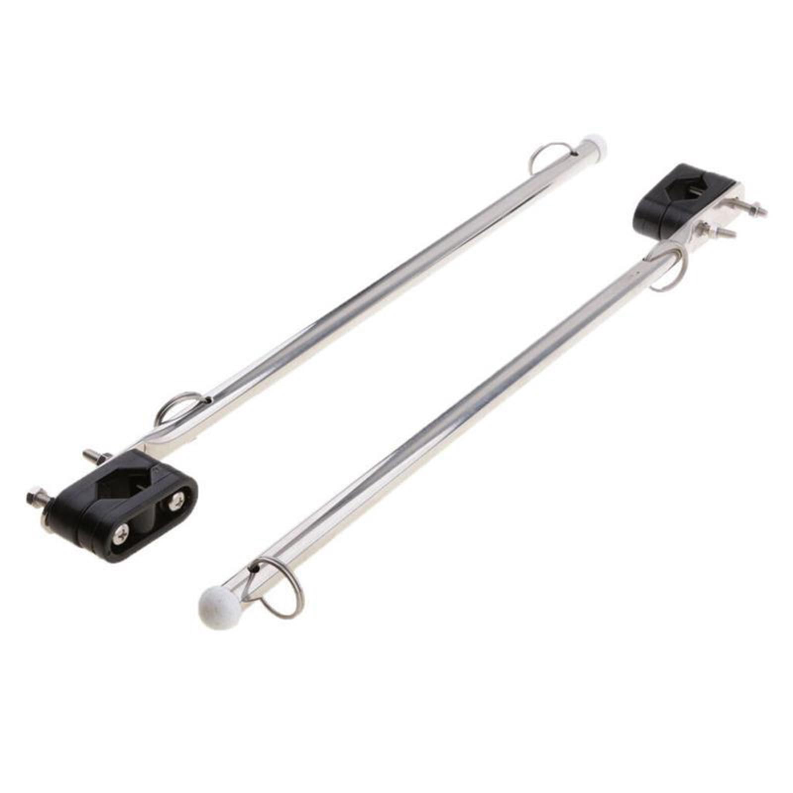 2Pcs Flag Pole Marine Flag Staff Adjustable Boat Parts Yacht with Base Boat, Stainless Steel Holder Durable Flagpole