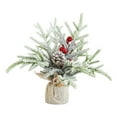 thumbnail image 2 of Snow Flocked Tabletop Christmas Tree 8 inch - Mini Artificial Xmas Tree with Pine Cones for Office, Home, and Dining Table Holiday Décor, 2 of 5