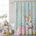 thumbnail image 5 of Easter Shower Curtain Bunny Easter Eggs Shower Curtains for Bathroom Decor, Waterproof Polyester Shower Curtain Set with Hooks, Standard Size 72" x 72" Rabbit Spring Floral Wood Grain, 5 of 9