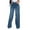 Blue, variant on LLYwey Womens Pull on Dress Pants Ladies Casual Trousers Solid Loose High Waisted Wide Leg Jeans with Pocket New Full Length Pants Regular Fitted Dark Blue L