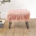thumbnail image 6 of Home Soft Things Mongolian Faux-Fur Ottoman with Black Metal Legs, Coral Pink - 19" x 13" x 17", 6 of 11