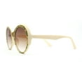thumbnail image 3 of Womens Round Thick Eyebrow Retro Fashion Plastic Sunglasses Beige Brown, 3 of 4