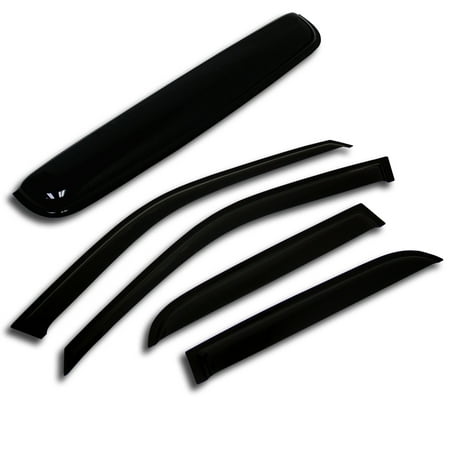 TuningPros WSV-746 Window Visor and Sunroof For 2011-2016 Volkswagen Jetta Sedan - Outside Mount 5 Pcs Set