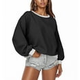 thumbnail image 2 of Kaemgyyd Oversized Sweatshirts for Women Trendy Color Block Cropped Pullover Cute Outfits Crew Neck Fall Winter Fashion Clothes, 2 of 5