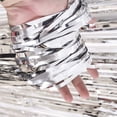 thumbnail image 5 of Paquete de 4 cortinas de aluminio con flecos metálicos, cortinas brillantes para cumpleaños, bodas, fiestas, decoraciones de Navidad (plata) Adepaton SNFLD1227, 5 of 5