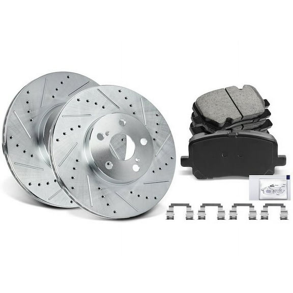 Front Brake Pad and Rotor Kit 6 - Compatible with 2003 - 2008 Toyota Corolla 1.8L 4-Cylinder 2004 2005 2006 2007