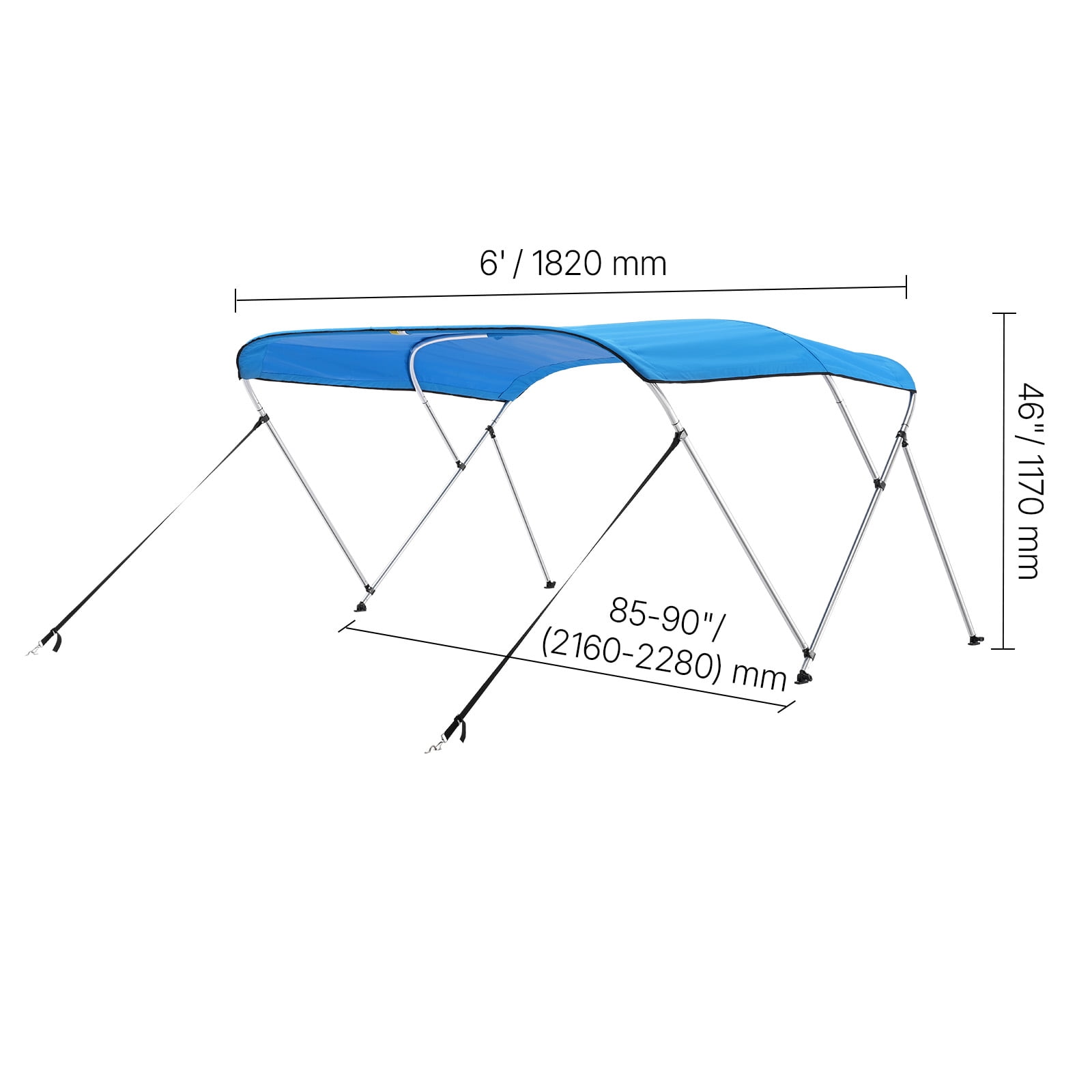 KFFKFF 3 Bow Marine Bimini Tops, 600D, Water-Resistant & Sun Protective with Carry Bag