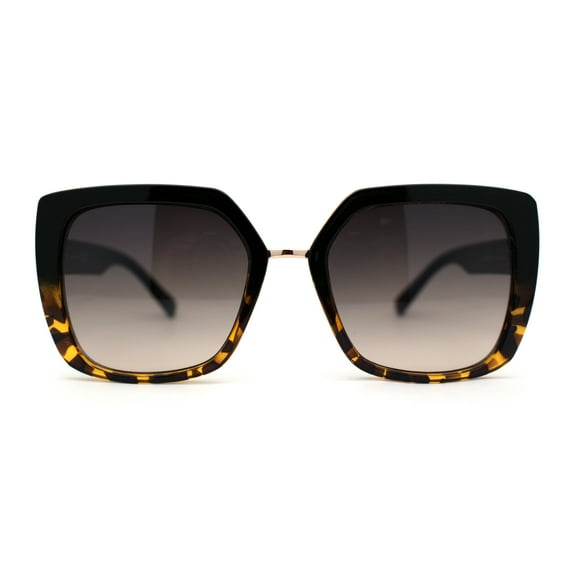 Womens Oversized Squared Cat Eye Metal Bridge Plastic Fashion Sunglasses Black Tortoise Smoke
