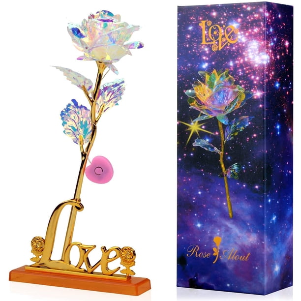 Rosa Eterna Rosa Chapada en Oro de 24 Quilates Rosa Eterna en Campana de Flores de Rosa Dorada con Caja para el Día de San Valentín, Regalo de la Abuela, Regalo de Aniversario de Boda, Aniversario de la Esposa Sailing Electrónica