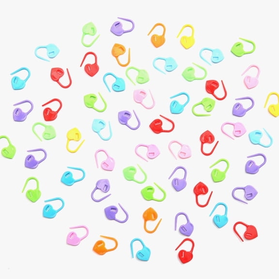 Crochet Stitch Markers, Plastic Knitting Stitch Markers, Heart Locking Stitch Marker, Colorful Crochet Stitch Markers for Knitting Crocheting DIY Craft Project, 100 Pcs, 0.9x0.55"