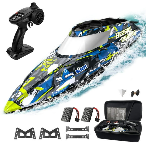 BEZGAR TX123 Remote Control Boats - Fast Speed RC Boat 32+ KPH with A Portable Suitcase for Lakes & Pools & Salt Water, Summer Toys for Adults and Ideal Gifts for Kids Boys Ag