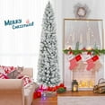 thumbnail image 5 of Costway 7 FT Pre-Lit Slim Christmas Tree Flocked Decoration with Pine Needles & Lights, 5 of 10