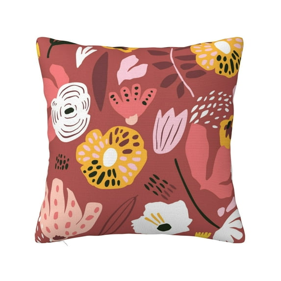 ZICANCN Autumn Watercolor Pink Flowers Throw Pillow Covers, Bed Couch Sofa Knit Decorative Pillow Covers for Living Room Farmhouse, 26"x26"