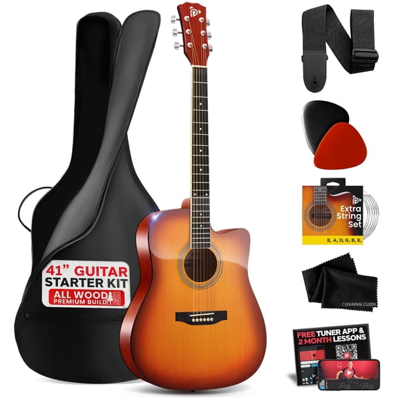 41" Full-Size Acoustic Guitar Kit, Cutaway Body with Digital Tuner and Accessory Kit, (CBS)