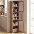thumbnail image 4 of Costway Bathroom Cabinet, Slim Floor Storage Cabinet with 2 Fluted Doors,4 Rubber Feet Natural, 4 of 10