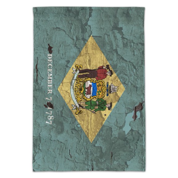 Rustic Delaware State Flag Distressed USA Garden Yard Flag