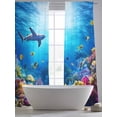 thumbnail image 5 of Summer Marine Life Sheer Curtains 84 Inch Long 2 Panels, Ocean Shark Turtle Coral Light Filtering Rod Pocket Curtains, Sheer Voile Drapes for Living Room Bedroom, 52"x84", 5 of 8