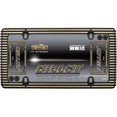 thumbnail image 1 of Billet License Plate Frame with Fastener Caps, Black-gold, 1 of 1