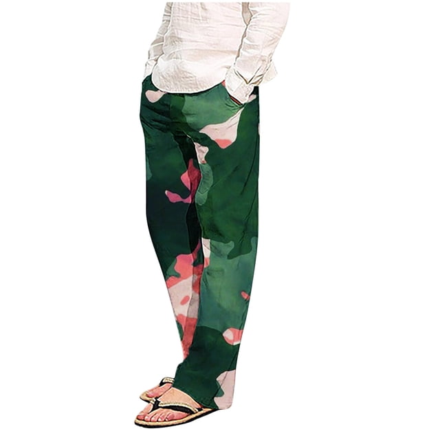 KIHOUT Men's Comfy Pajamas Drawstring Stretch Print Sweatpants Long Wide Leg Lounge Home Full Length Pants