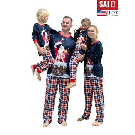 

Christmas Family Matching Pajamas Long Sleeve Pj Set Festival Party Sleepwear for Mom/Dad/Kid/Baby
