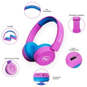 Contixo KB-5 Wireless Kids Headphones, Over-Ear Foldable Bluetooth Headset with 85dB Volume Limit, Pink/Blue