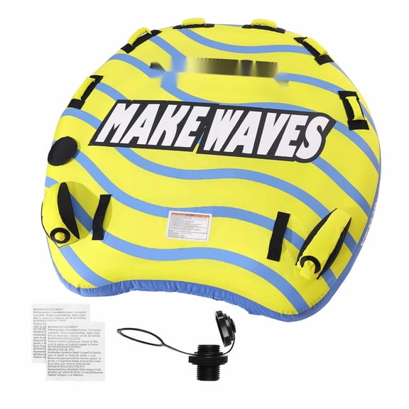 Towable Tube for Boating 3 Person, Inflatable Water Tube with Fins, 510lbs Capacity, Nylon Cover, Grab Handles, Speed Towable Tubes for Boats