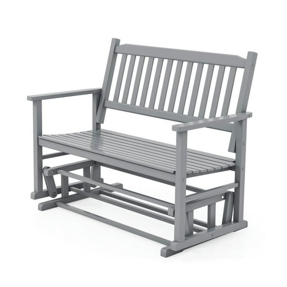 Spaco 2 Seats Outdoor Glider Bench with Armrests and Slatted Seat, Outdoor Seating & Patio Chair for Outdoor as Garden, Yard, Gray