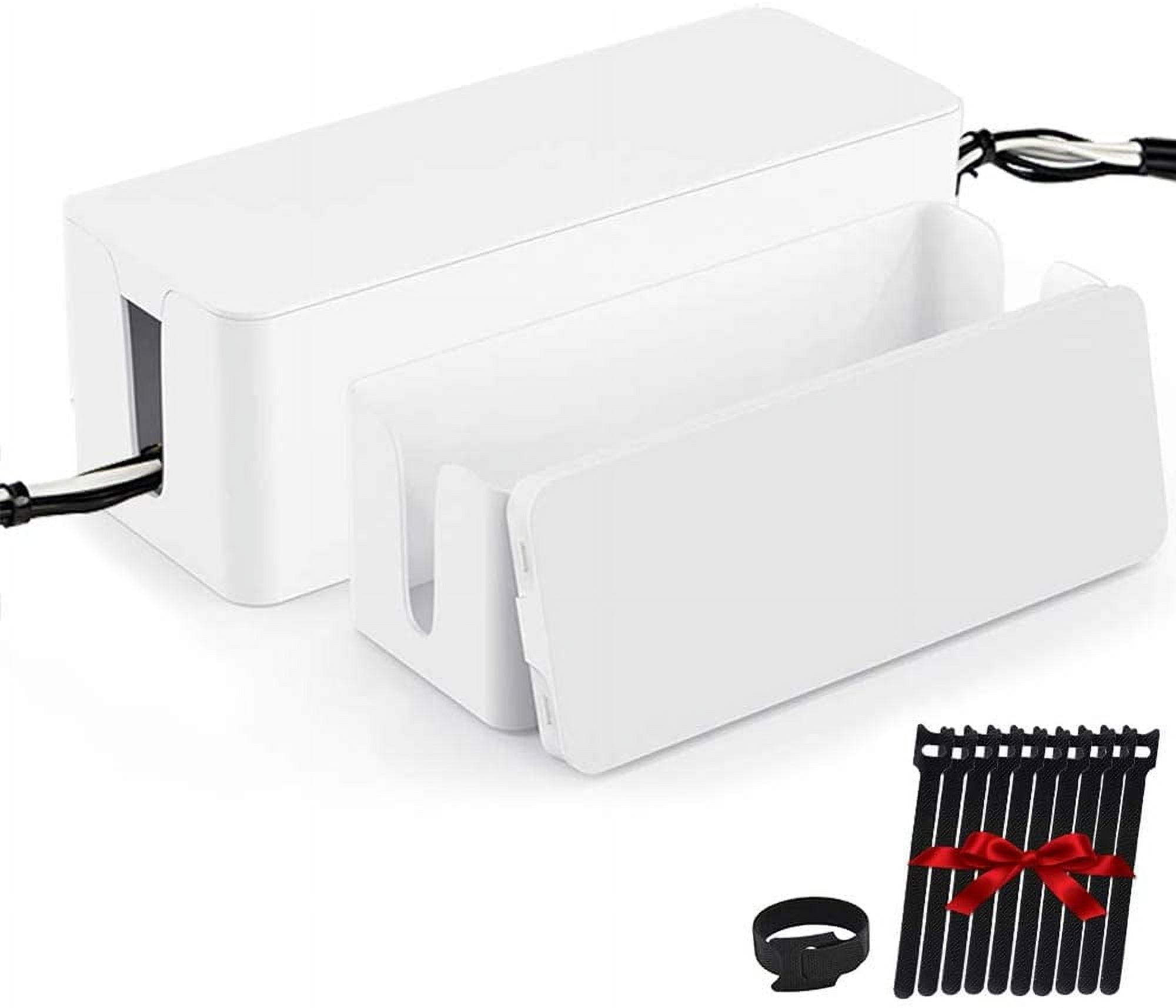 RGHJAR-Cable Management Box, 2 Set Cable Organizer for Cable and Cord Management, Storage and Holder to Cover and Hide & Power Strips & Cords (White)