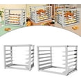 thumbnail image 5 of Baking Tray Rack Tabletop Bun Pan Rack Rectangular Stainless Steel Bakery Rack 44.09 lbs Load Each Tier for Bakery Kitchen Restaurant, Silver, 28 * 18 * 21 in (6-Tier), 5 of 9
