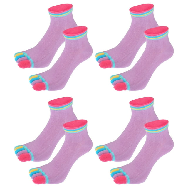 4 pares de calcetines Unique Bargains con dedos completos antideslizantes morado