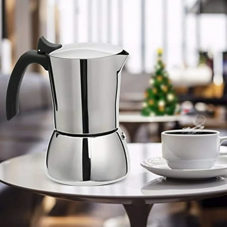 

Elegant and Stylish Stainless Steel 6-Cup Espresso Maker - Ideal Choice for Exquisite Coffee Pleasure - Pressure Brewed for Ultimate Taste Satisfaction - 300ml Capacity for Rich Full-Bod