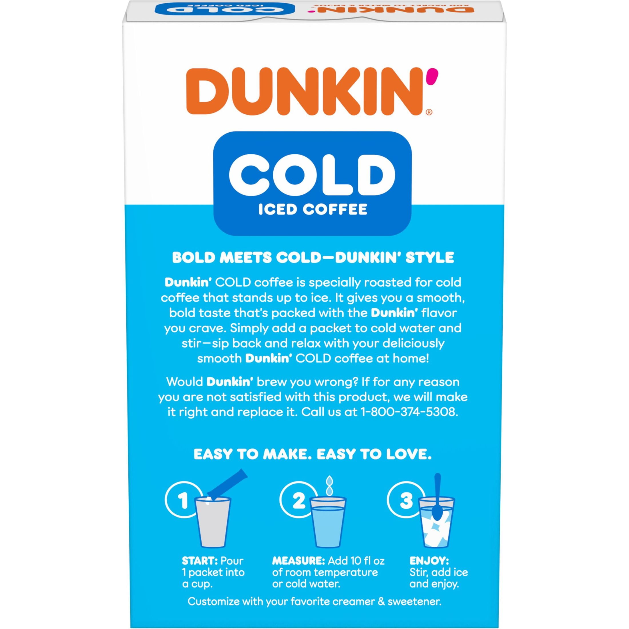 Dunkin’ Cold Iced Coffee, Powdered Instant Coffee Packs, 6 count