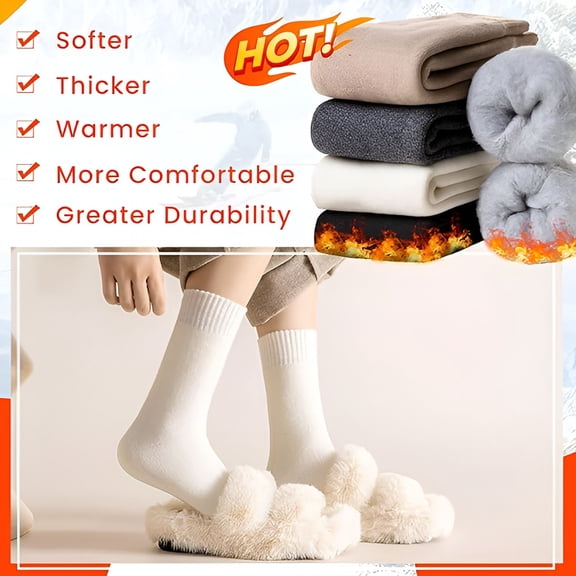 TELOLY Winter Warm Thermal Socks for Women Extra Thick Insulated Heated Crew Boot Socks for Cold Weather 5 Pairs