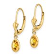 thumbnail image 5 of Auriga Fine Jewelry 14K Yellow Gold 6x4 Oval Bezel Citrine Dangle Earrings for Women(L- 23mm, W- 4mm), 5 of 6