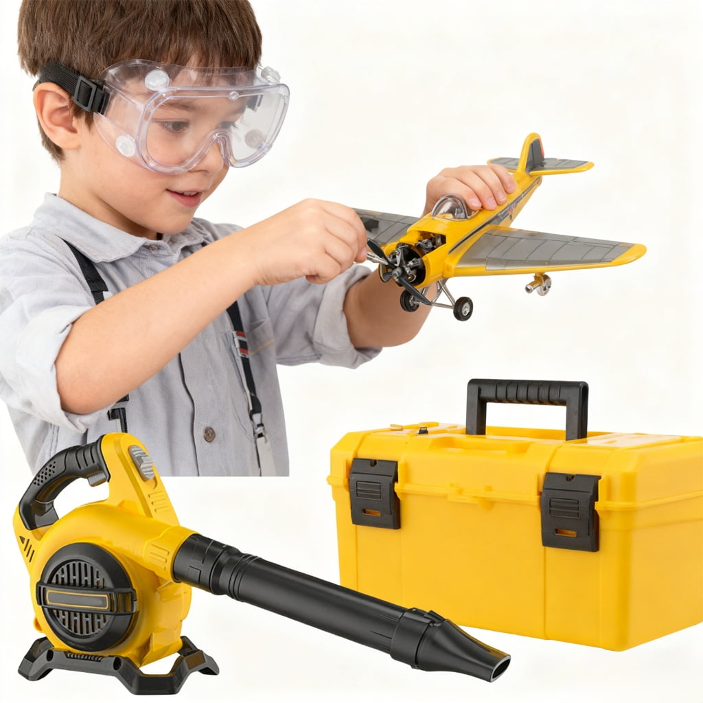 PatungKu Kids Leaf Blower Toy for Garden Debris Battery Operated Indoor Cleaning Tool Safe &Realistic Design Low Noise Operation