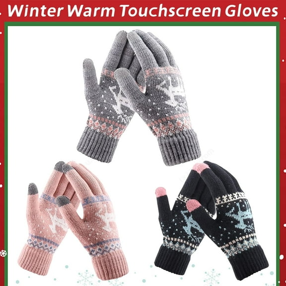 Syvvy Christmas Winter Gloves,Soft warm Knit,Elastic Cuff,Touch Screen Gloves for Men and Women Winter Cycling,Driving,Texting,Grey