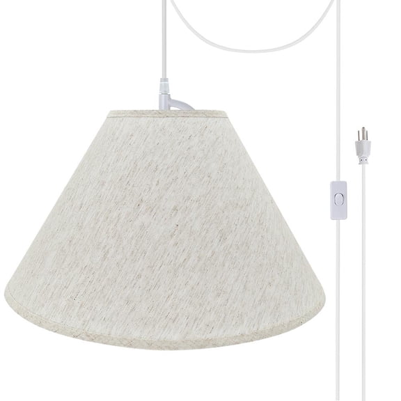 Aspen Creative 72561-21 Two-Light Plug-In Swag Pendant Light Conversion Kit with Transitional Hardback Empire Fabric Lamp Shade, Beige, 20" width
