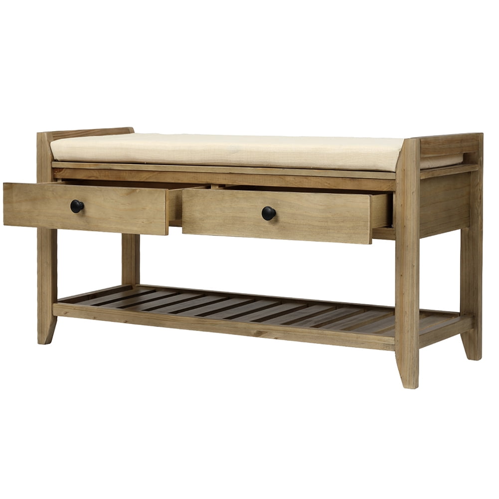 Lowestbest Shoe Rack with Cushioned Seat and Drawers, Multipurpose Entryway Storage Bench, Grey Wash Lowestbest Shoe Rack with Cushioned Seat and Drawers, Multipurpose Entryway Storage Bench, Grey Wash
