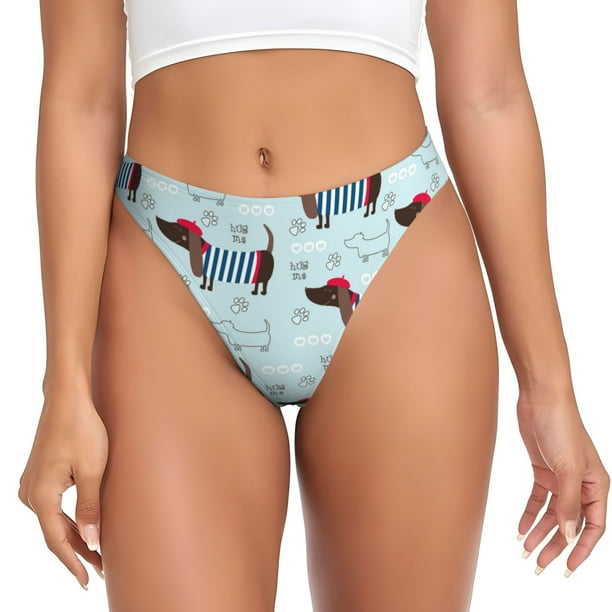 Fotbe Dachshund Dog Puppy Tanga Sin Costuras para Mujer con Estampado – Panties Invisibles, Transpirables y Cómodos para Uso Diario-4X-Large