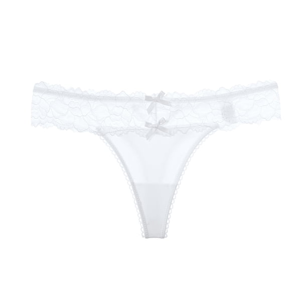 Braguitas de seda de hielo de cintura baja sexys con espalda descubierta ahuecada y perspectiva cruzada de encaje para ropa interior de mujer